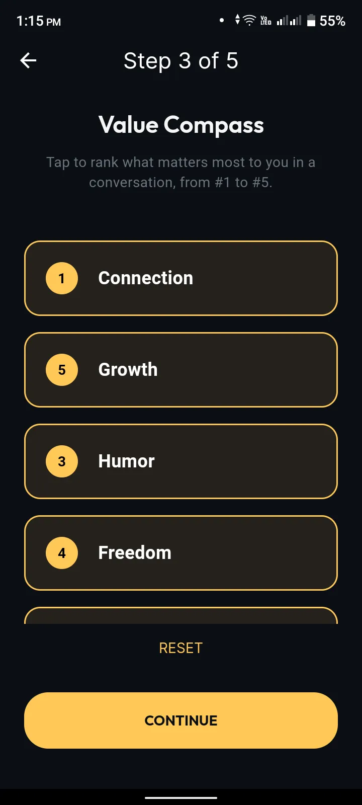 Value Compass - Rank what matters most in a conversation